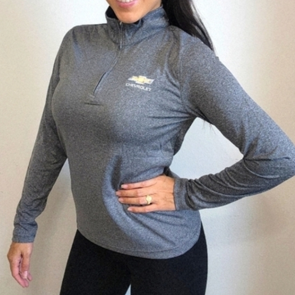 NWT UltraClub Chevrolet Cool & Dry Performance Quarter Zip Pullover Charcoal S